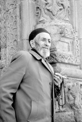 This Turkish gentleman with his prayer beads is exiting the Cifte Minare Madrasa (Twin Minaret Madrasa) in Erzurum.