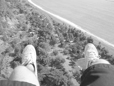 View of Carara National Park from a paraglider. My grandson Sean took this picture, sitting in front of the pilot.