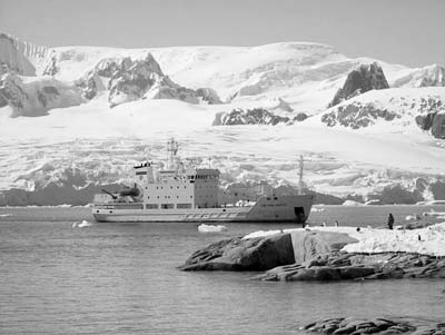 The M/V Grigoriy Mikheev at anchor.