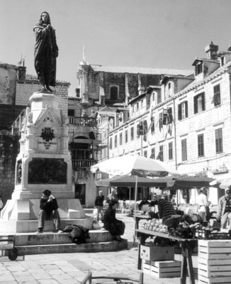 Part of the market square located next to the Pucic Palace.