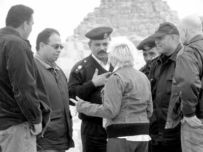 Mary Helber exerting pressure on the brass in Egypt.