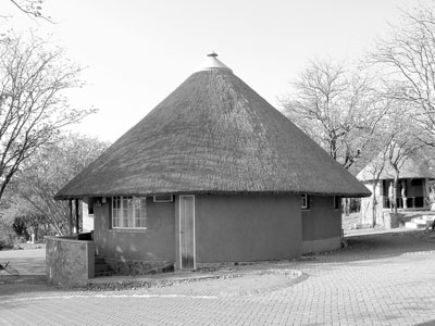 Our rondavel in one of the rest camps in Kruger Park provided comfortable lodging with bedroom and bath.