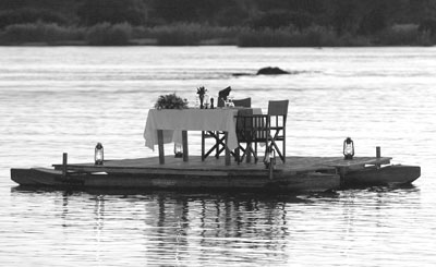 The setting for our private dinner on the Zambezi River.