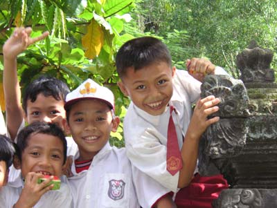 Balinese students in uniform.