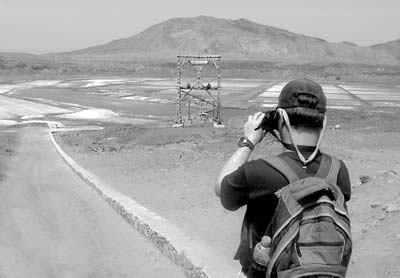 In the salt pans at the bottom of an extinct volcano on Sal is this remnant of an old conveyor-belt system for bringing salt out of the crater floor.