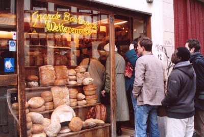 Morning lineup at the bakery where we bought our daily croissants.