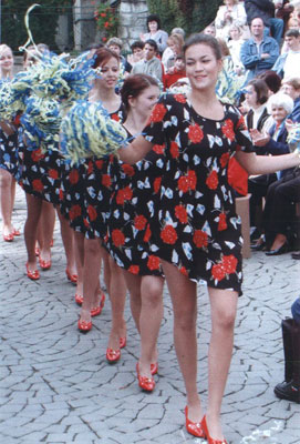 Cheerleaders performed at the Tokaj wine festival. Photo: Schoenemann