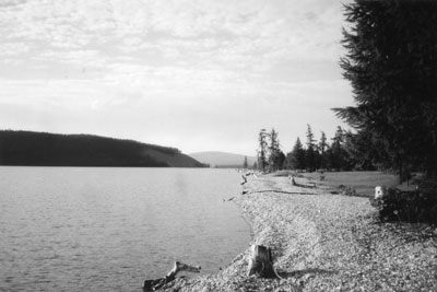 The shore of Lake Kövsgöl, looking south from Handgard Ger Camp, Mongolia. Photo: Miller