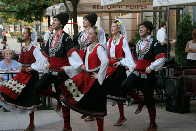 Wool-clad dancers braved the heat to entertain us in Smederevo, Serbia. — Photo by David Prindle