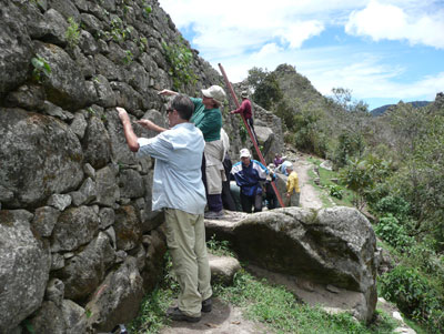 Cleaning the rocks.