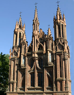 The Church of St. Anne in Vilnius, Lithuania — just one of the stops on a driving tour through the Baltic region.