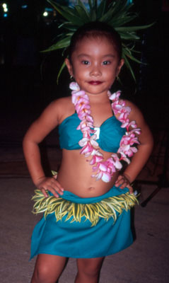 A little dancer at the weekly street festival in downtown Garapan.