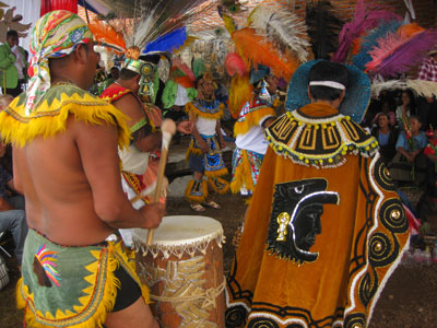 A group in costume played outside the chapel of Cristo de la Roca.