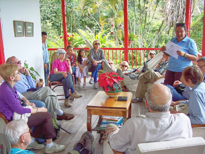 Our group talking with children at Hacienda Venecia, outside of Manizales, Colombia. 