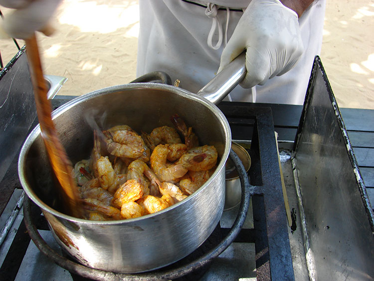 Curried prawns, sautéed.  