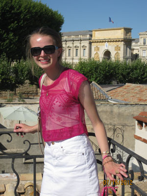 Claudia touring a hôtel particulier.  The roof offered fabulous views of Montpellier’s Old Town.