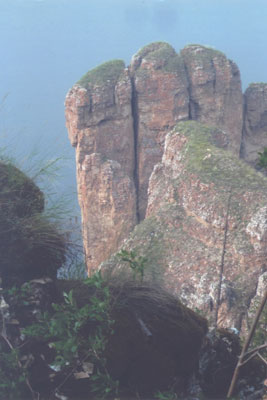 Looking down upon one of the huge rocks in Lena Pillars Nature Park — Yakutia.