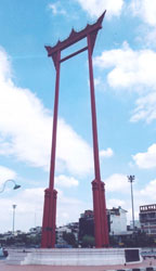 The Giant Swing near the entrance to Wat Suthat in Bangkok, Thailand