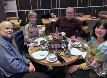 Ready for tea at <i>ROBA Bar & Restaurant</i> in London. <i>Left to right:</i> Stephen Addison, Ann Hustis, Nick Assad and Paula Owens.