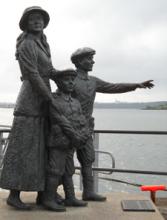 Statue of Annie Moore and her brothers at the Cobh Heritage Centre in Cobh. Moore was the first immigrant processed at Ellis Island. Photo by Diane Harrison