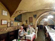 Margo and Thom Wilson dining at Buca di San Francesco.