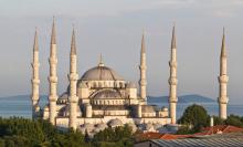 View of the Blue Mosque from the Cozy Bar & Pub in Istanbul.