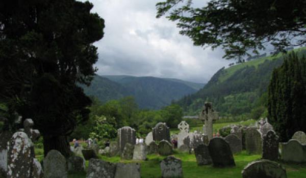 Approaching the monastic settlement at Glendalough, we came upon this cemetery.