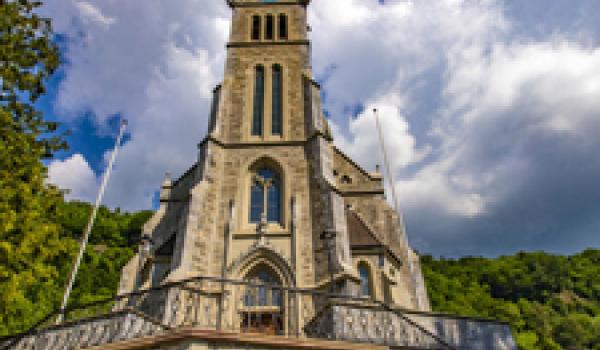 Completed in 1874, this neoGothic church was declared the Cathedral of Saint Florin in 1997 — Vaduz, Liechtenstein.