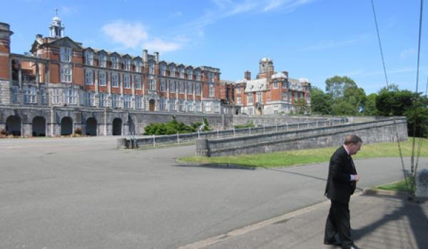 The Britannia Royal Naval College (commonly known as Dartmouth) and our guide, Peter. Photos by Bob Dear