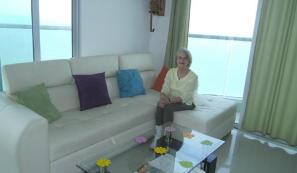 Carole Feldman in her Cartagena, Colombia, Airbnb apartment. Photo by Marvin Feldman