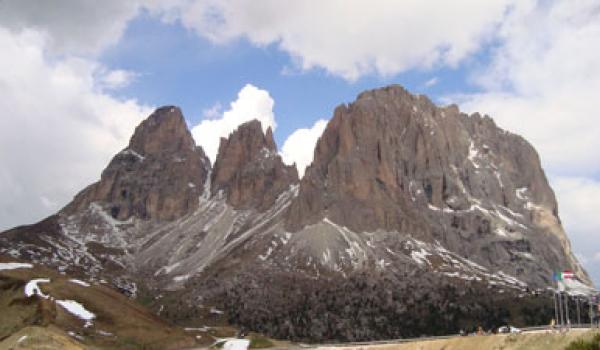 At Passo Sella in the Dolomites of Italy, near Bolzano. 