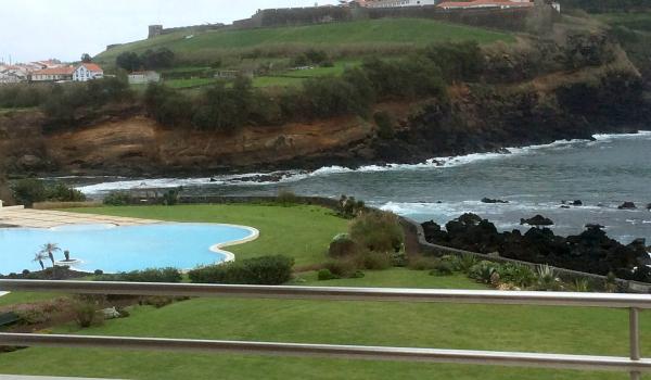 Picturesque view from the window of our room at the Terceira Mar Hotel. Photo by Steve Plotkin