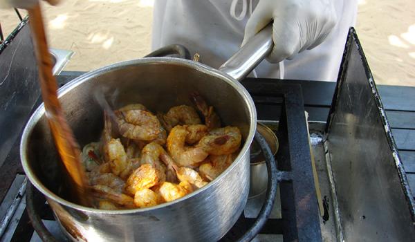 Curried prawns, sautéed.