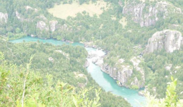 View of the Futaleufú from the Tree House Camp Canyon Overlook.