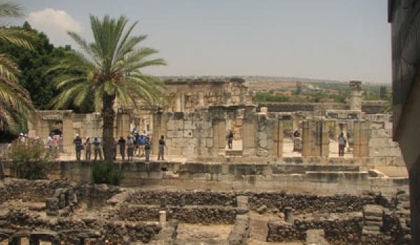 Ruins of the synagogue at Capernaum.