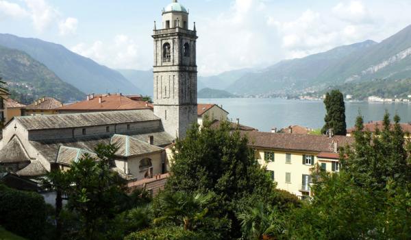 View of beautiful Lago di Como from the gardens around Villa Serbelloni in Bellagio.