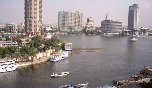 View of the Nile and Cairo from the Cairo Sheraton Hotel. Photos: Keck