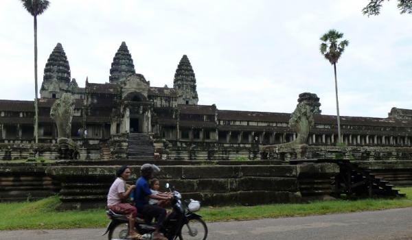 A cycle built for not just two races past the ruins of Angkor Wat