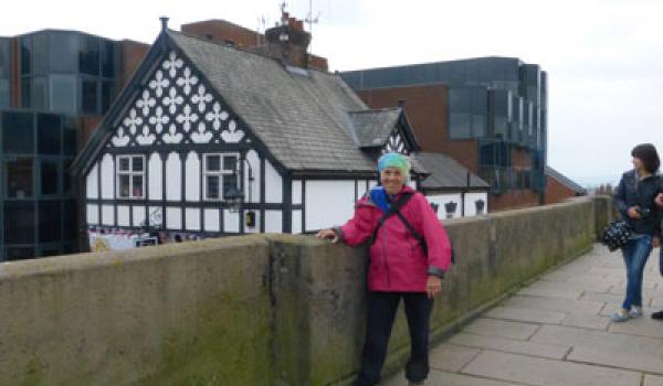 Samantha Sartain on the walls of Chester, England.