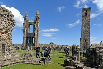 Andrews Cathedral may have rotted away, but its beautiful ruins — with walls and spires pecked away by centuries of scavengers — are a delight to explore. Photo by Cameron Hewitt