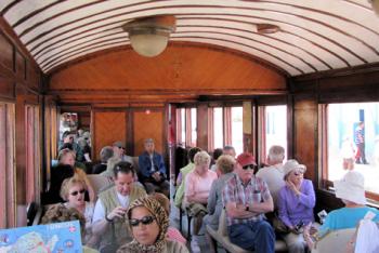 Interior of a Lézard Rouge railcar — Tunisia. Photo by Stephen Addison