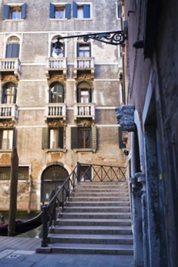 A bridge over a canal in Venice, Italy.