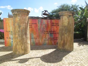 Replicas of pillars once used for punishing slaves