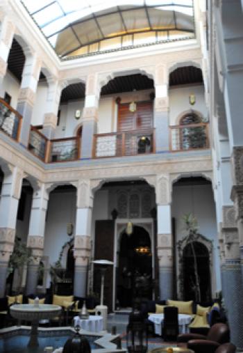 Interior of Riad Myra in Fez, Morocco.