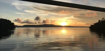 Sunset from the Shakti — Raja Ampat archipelago, Indonesia. Photo by Donna DeGaetani