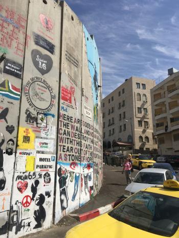 The sobering “separation wall” that sits between Israel and the Palestinian West Bank.