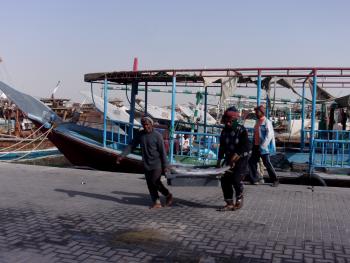 Scene in the fishing village of Al Khor in northern Qatar.