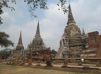 Trio of chedis at Wat Phra Sri Sanphet in Ayutthaya, Thailand. Photo by Julie Skurdenis