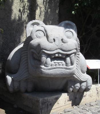 Stone jaguar at the Templo Mayor.