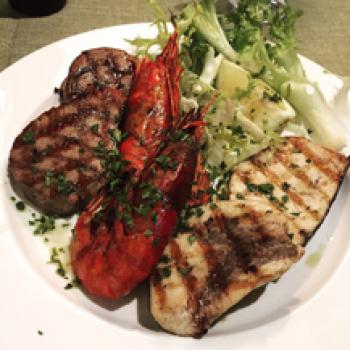 Mixed-seafood grill, including swordfish, tuna and lobster. Photo by Ging Steinberg